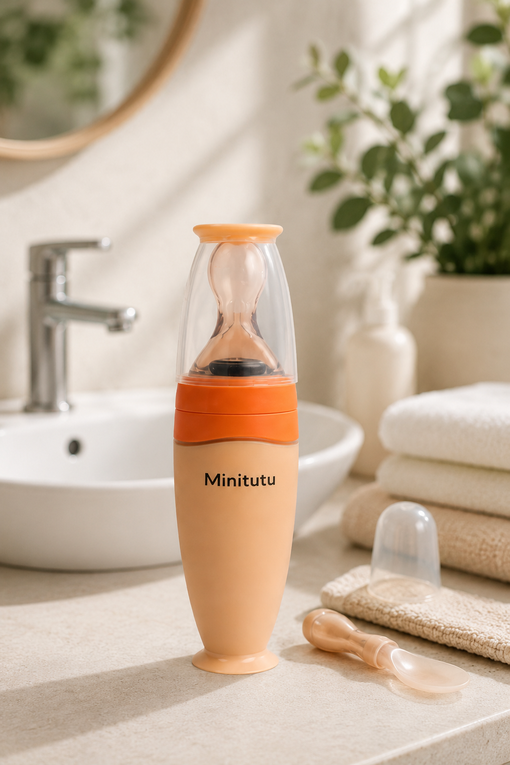 Minitutu Silicone Baby Food Feeder BPA Free Baby Feeding Spoon | Food Grade Silicone | 0+ Months | CB225
